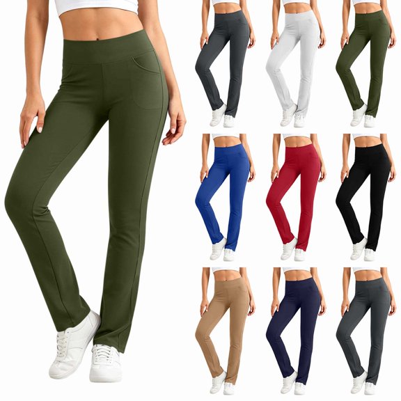 Dzrciro Yoga Pants Women, Elastic High Waist Slim Fit Pants with Side Pockets, Daily Commute Office Wear Bottoms S-2XL
