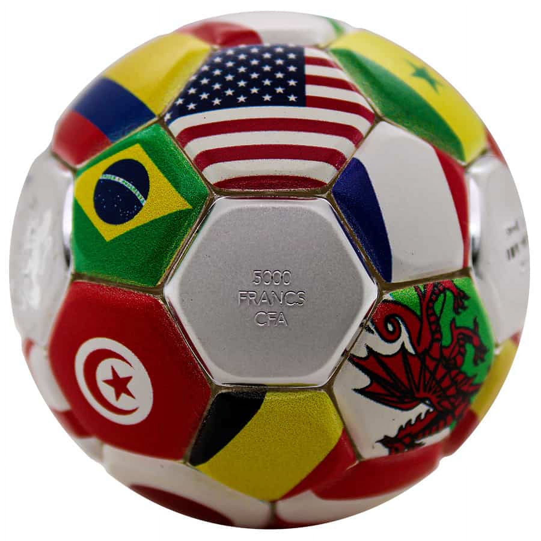 2022 Chad 30 Gram Silver Country Flags Soccer Ball Spherical Coin .999 Fine (w/Box)