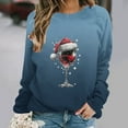 thumbnail image 2 of Women Christmas Sweatshirt Funny Red Wine Glass Christmas Shirt Xmas Santa Hat Graphic Pullover Blouse Tops, 2 of 4