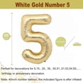 thumbnail image 2 of Globo de número 5 de foil blanco dorado 40" Yeodong, 2 of 7