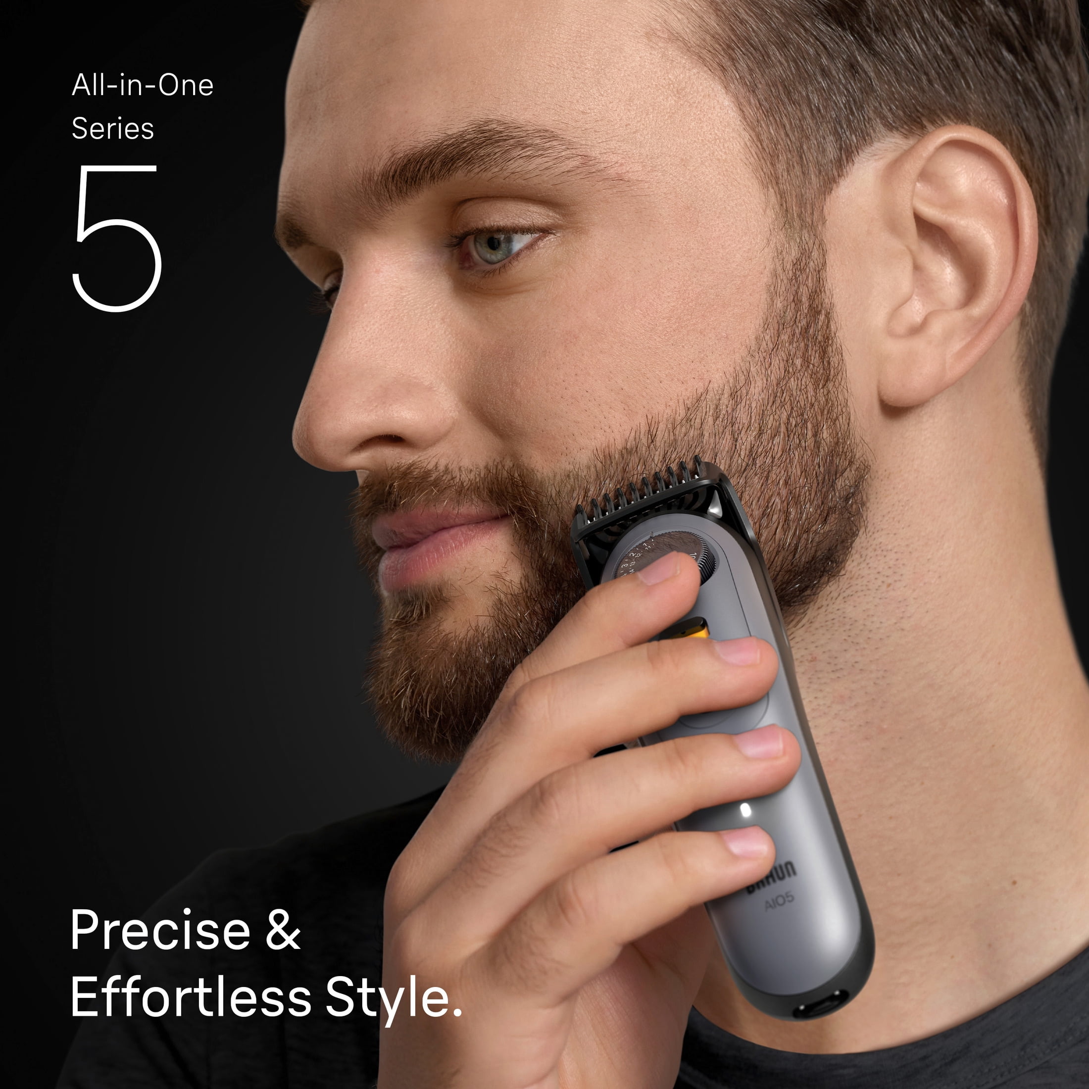 Braun All-in-One Series 5 Trimmer Kit, 40 Lengths, Ultra Sharp Blade, AIO 5510, Moonstone Grey