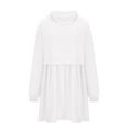 thumbnail image 6 of Baggy Long Sleeve Hoodie Sweatshirt Mini Dress Pleated Plain Cute Pullover Hooded Fall Sports Babydoll Short Dress (X-Large, White), 6 of 6
