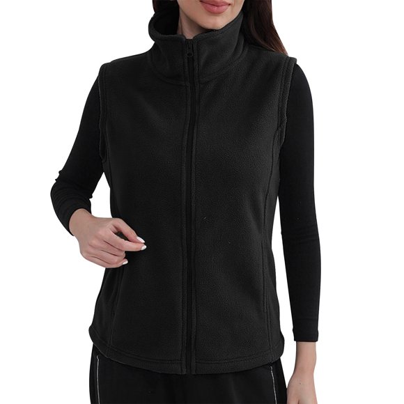Ailaofu Women's Fleece Vest, Lightweight Warm Polar Soft Vests Outerwear with Zip Up Pockets, Sleeveless Jacket for Winter