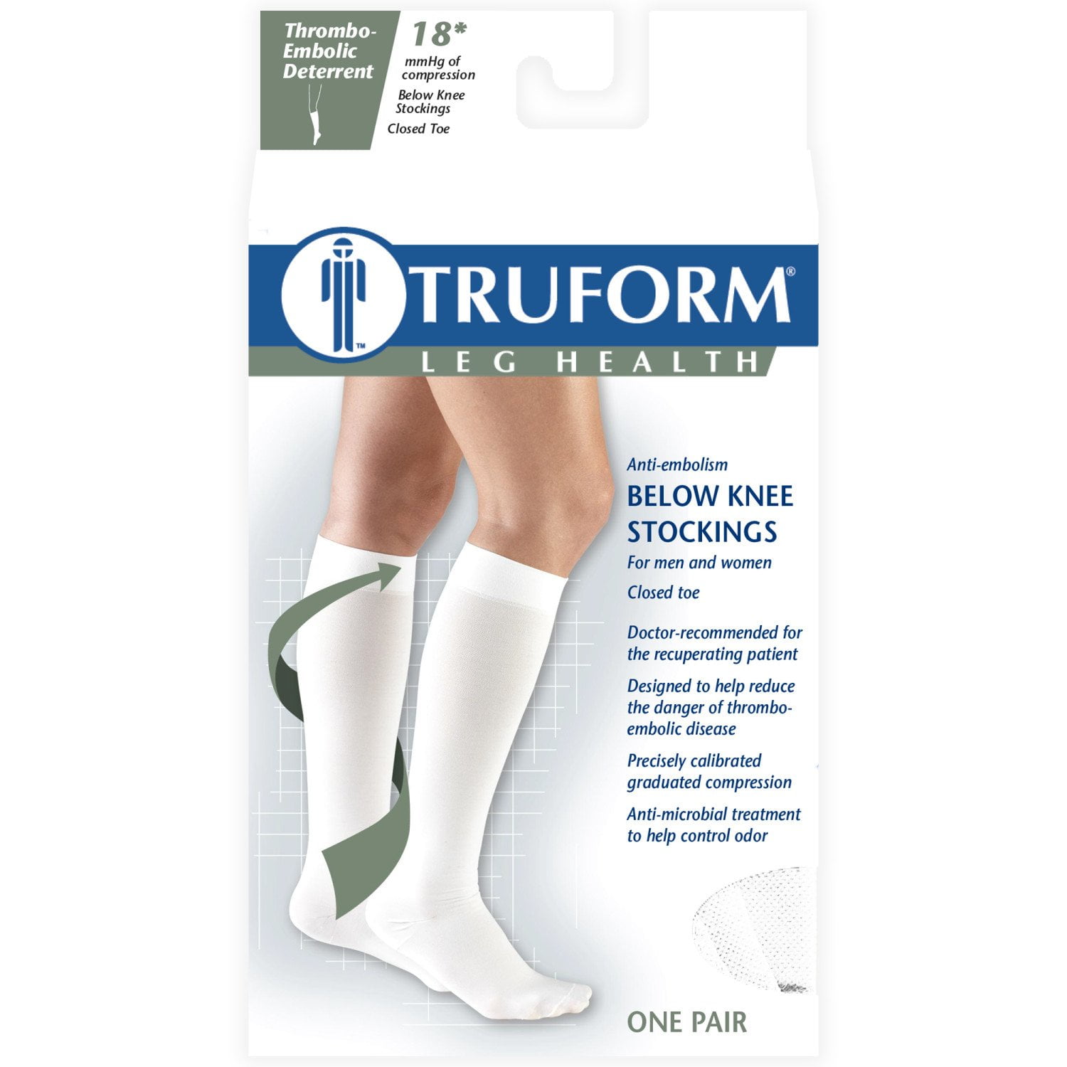 Truform Leg Health 8808 Anti-Embolism Stockings, 18*mmHg, 3X-Large, White