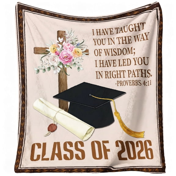 2026 Christian Graduation Gifts Throw Blanket, Class of 2026 College Graduation Gift for Him Her, Inspirational Religious Gifts for College High