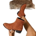 thumbnail image 4 of Willtoo Women’s Faux Suede Round Toe Chunky Heel Ankle Boots with Rear Zip Retro Comfortable Shoes Non-Slip Low Block Heel Dress Short Boots, 4 of 5