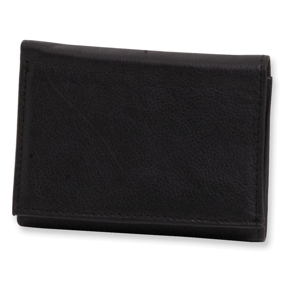 Mens Black Leather Tri-fold Wallet - 0 - 0