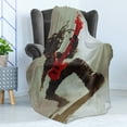 thumbnail image 4 of Fantasy Soft Flannel Fleece Throw Blanket, Rocker Guitarist Playing Bass Headbanging Hipster Rock Display Red Eyes Art Print, Cozy Plush for Indoor and Outdoor Use, 50" x 60", Red Grey, by Ambesonne, 4 of 5