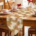 thumbnail image 2 of Brown Patchwork Table Runner Linen Burlap Table Runner 90 Inches Long Farmhouse Vintage Plaid Linen Texture Dresser Scarves for Kitchen Island Coffee Dining Room Party Holiday Decoration 13"x90", 2 of 8