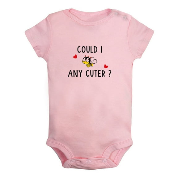 Could I Any Cuter Funny Rompers For Babies, Newborn Baby Unisex Bodysuits, Infant Jumpsuits, Toddler 0-12 Months Kids One-Piece Oufits (Pink, 12-18 Months)