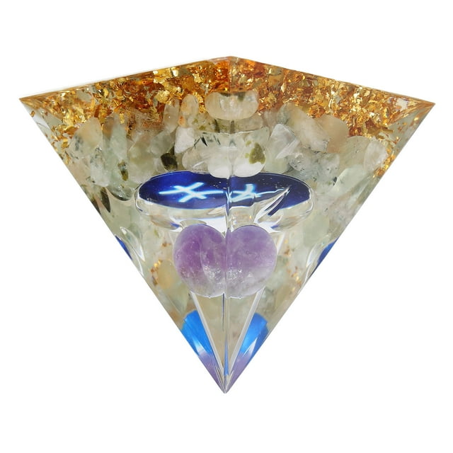 Pyramide Orgone, Pyramide de Méditation en Résine de Chakra pour Énergie Positive