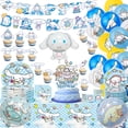 thumbnail image 2 of Linda serie Sanrio, vajilla para fiesta de cumpleaños, pancarta desechable, adorno para tarta, bandera colgante, globos Cinnamoroll, decoración de cumpleaños, 2 of 3