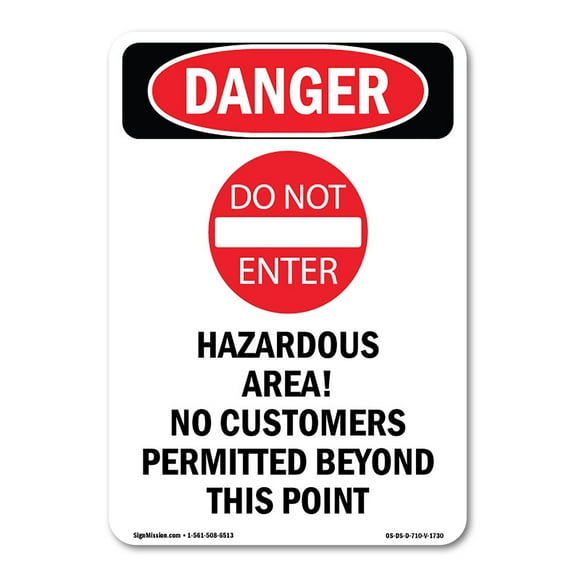 OSHA Danger Sign -  Hazardous Area No | Decal | Protect Your Business, Construction Site, Warehouse & Shop Area |  Made in The USA