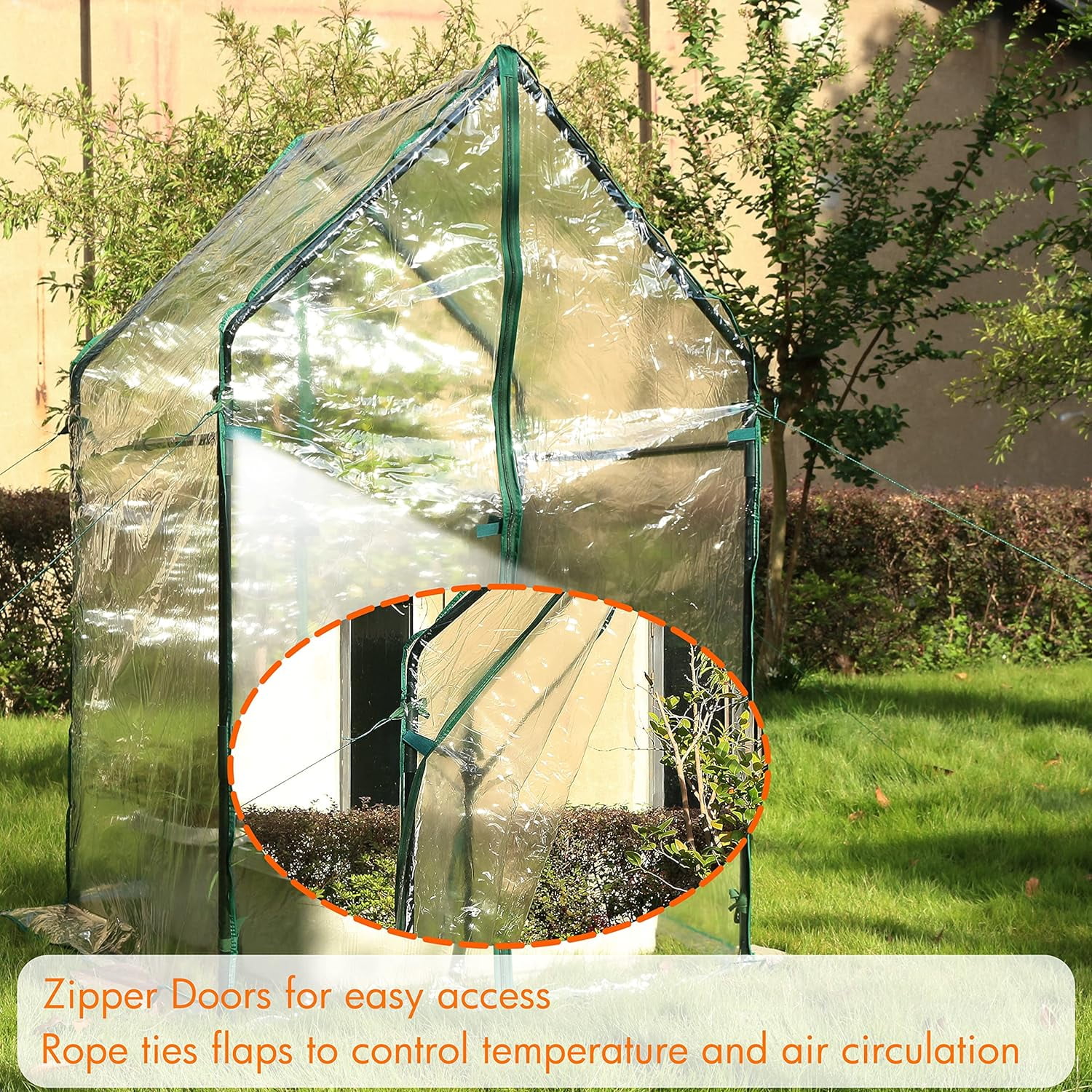 Gardzen Mini Greenhouse 36" x 36" x 60", Portable Small Greenhouse with Zippered Door for Seed Starting, Seedlings and Winter Protection