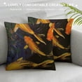 thumbnail image 3 of Qinduosi Beautiful Fish Decorative Pillow Covers Two Gold Carps are Symbol of Lucky Inch Pillow Covers Linen Cushion Cover for Couch Sofa Living Room White, 3 of 5