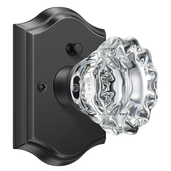 Scifil Glass Door Knobs Interior, Crystal Door Knobs with Lock, Vintage Privacy Crystal Door Knobs for Bedroom Bathroom, ‎Rosette