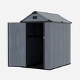 thumbnail image 7 of Dateyes 6'X4' Resin Storage Shed with Floor, Outdoor Plastic Tool Shed with Single Door & Vent, Heavy Duty Shed with Metal Frame, Dark Gray, 7 of 7
