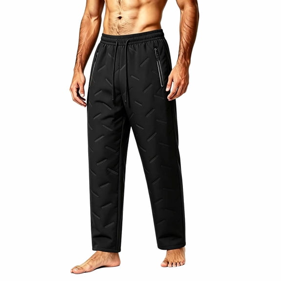 Cmfcve Mens Big & Tall Fleece Sweatpants Winter Warm Sherpa Lined Track Pants Thermal Joggers with Zipper Pockets
