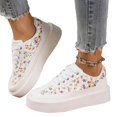 thumbnail image 5 of Willtoo Women’s Floral Print Platform Sneakers, Lace Up Low Top Faux Leather Shoes, Thick Chunky Sole Floral Casual Walking Sneakers, 5 of 5