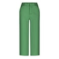 thumbnail image 4 of UAMVSH Wide Leg Capri Pants for Women Soft Flat Front Business Chino Trousers with Pockets Casual Office Work Dressy Cropped Pants, 4 of 5