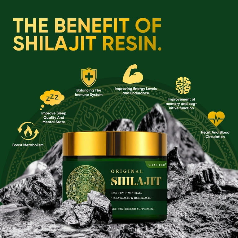 Pure Himalayan Organic Shilajit Resin - Gold Grade 500 mg Maximum Potency  Natural Shilajit Resin with 85+ Trace Minerals & Fulvic and Humic Acid for