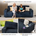 thumbnail image 5 of Techmilly Living Room Loveseat Sofa Set of 2, Modern Comfy Sofa with Wide Armrest, 2 Seater Chenille Couch, Removable Cover, Deep Seat Sofa, Navy Blue, 5 of 9