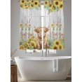 thumbnail image 5 of Summer Floral Sheer Curtains 2 Panels Set Watercolor Farm Cow Farmhouse Sunflower Fence Wood Grain Sheer Window Curtains Light Filtering Rod Pocket Voile Drapes for Bedroom Living Room 52"X72", 5 of 9