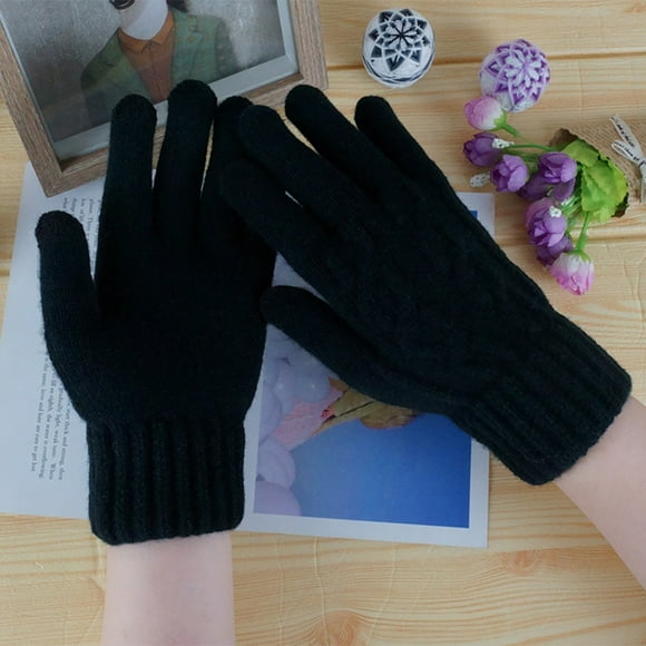 RXIRUCGD Winter Gloves Clearance Items Men's Winter Keep Warm Cashmere Solid Color Printed Knitted Knitted Flip Gloves Black Gloves