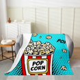 thumbnail image 2 of Popcorn Blue Flannel Fleece Throw Blanket Kids,Cinema Poster Design Fuzzy Blanket for Bed Sofa Couch,Old Fashion Home Decor Bed Blanket Breathable Plush Blanket Room Decor Throw 50"x60", 2 of 6