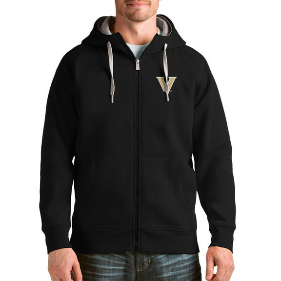 Men's Antigua Black Vanderbilt Commodores Team Victory Full-Zip Hoodie