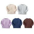 thumbnail image 5 of Gyratedream Toddler Baby Girl Boys Sweater Round Neck Long Sleeve Solid Colour Knitted Pullover Tops 0-6Y, 5 of 6