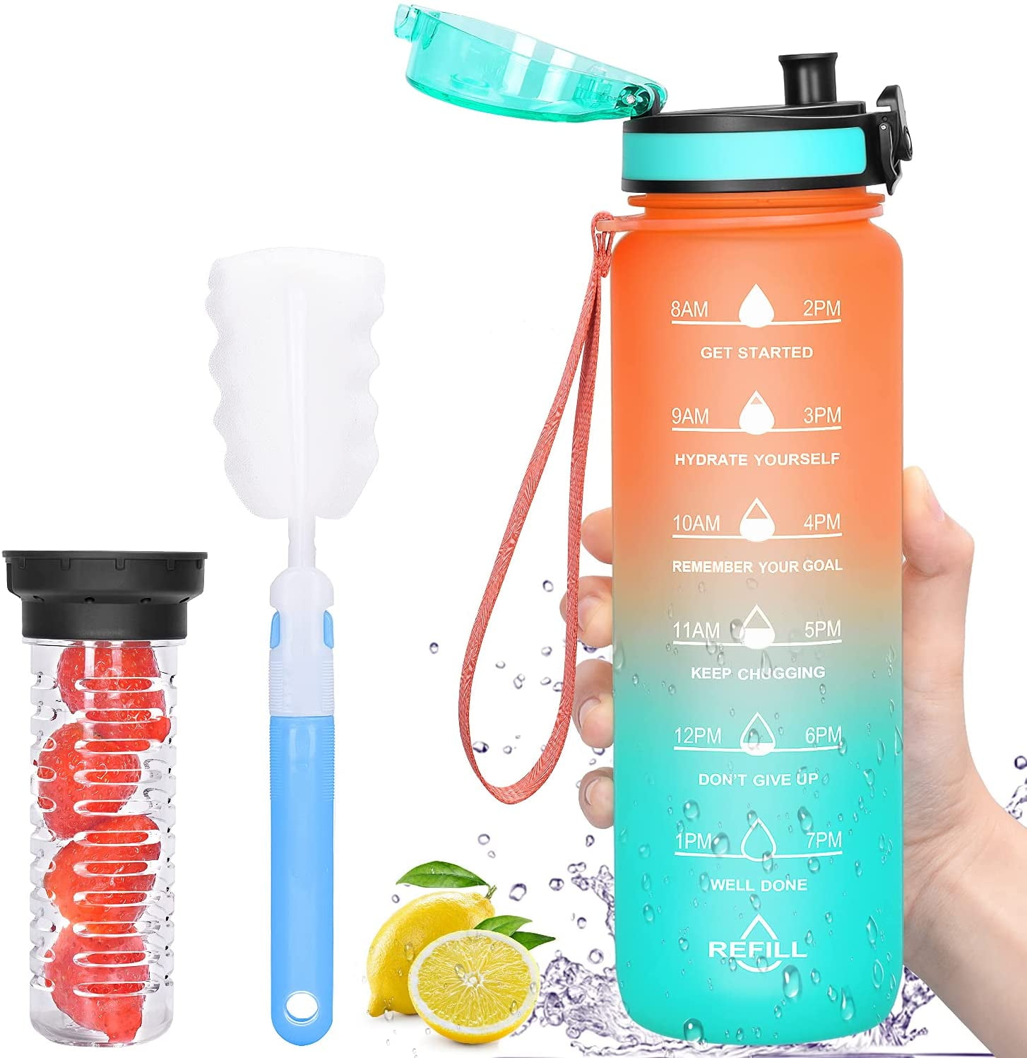 17 oz Transparent Water Bottle - Time Marked Measurements, Reusable, Eco-Friendly, Safe for Hot Liquids Tea Coffee Daily, Size: 1 * Time Scale Bottle