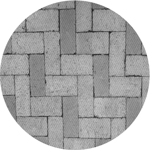 Ahgly Company Machine Washable Indoor Round Transitional Gray Cloud Gray Area Rugs, 4' Round