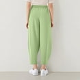 thumbnail image 4 of MIASHUI Pantalons Droits pour Filles, Bas Décontractés, Taille Élastique avec Cordon, Vert, 13-14 Ans, 4 of 8