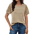 thumbnail image 4 of Women'S Scoop Neck Knit Hollow Out Tunic Tops Khaki S, 4 of 8