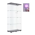 thumbnail image 5 of Miekor Furniture Lighted Two Door Glass Cabinet Glass Display Cabinet with 4 Shelves, Black W5U004, 5 of 9