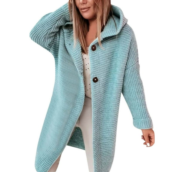 Vedolay Women's Cardigans Casual Shawl Long Sleeve Solid Color Button Knitted Sweater Mint Green,S