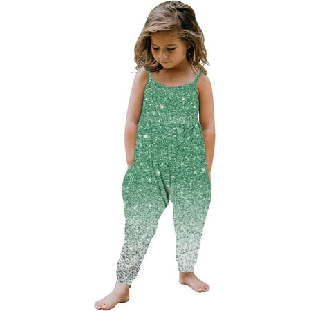 

BLTIBY Girls Infant Rompers Newborn Baby Girl Summer Clothes Gradient Sequin Printed Clothes Newborn Romper Strap Sleeveless Jumpsuits Playsuit Outfitsuit One Piece Jumpsuit 2024 Green 1 Year
