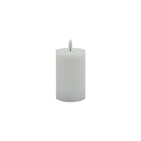 BIDK Home Battery Operated 3D Flame Small LED Pillar Candles - 5" - White