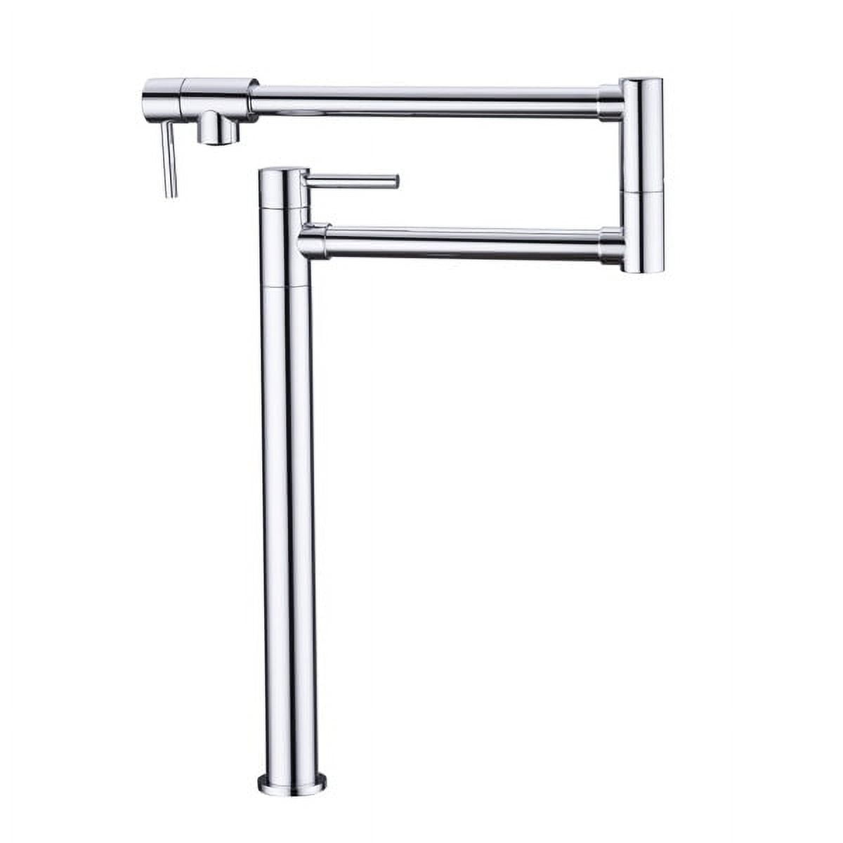 Modern Dual-Joint Pot Filler Faucet&nbsp;- 20" Brushed Nickel, Brass Construction, 360° Swivel, Deck Mount - 4 GPM Flow, Space-Saving Foldable Design