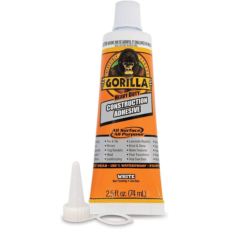  Gorilla Heavy Duty Construction Adhesive, 2.5 Ounce Squeeze  Tube, White, (Pack of 1) : Industrial & Scientific