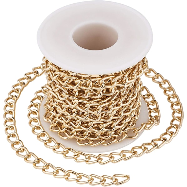 Gold Aluminum Unwelded Twisted Chain Roll - 5m - 10 x 6.5mm