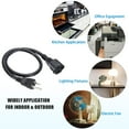 thumbnail image 6 of Uxcell 2Ft 15A 14AWG 3 Prong Extension Cord, SJT, ETL Listed, Black, 6 of 6
