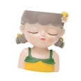 thumbnail image 3 of Maceta de resina pequeña Colamx diseño de niña de dibujos animados Gris amarillo, 3 of 8