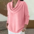 thumbnail image 4 of longantii Sweater for Women Cowl Neck Long Sleeve Lightweight Warm Pullover Sweaters Fall Outfits for Women Trendy Pink XL, 4 of 6