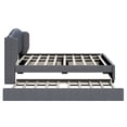 thumbnail image 5 of Upholstered Platform Bed with Wingback Headboard, One Twin Trundle and 2 Drawers, No Box Spring Needed, Linen Fabric, Queen Size Gray, 5 of 6
