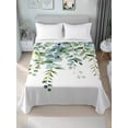 thumbnail image 4 of Eucalyptus Green Flat Sheet Only Twin Size, Soft Breathable Bed Top Sheets for Mattress, Gradient Leaves Retro Watercolor Plant Luxury Bedding Flat Sheets for Home Hotel Bedroom Bed Protection, 4 of 9