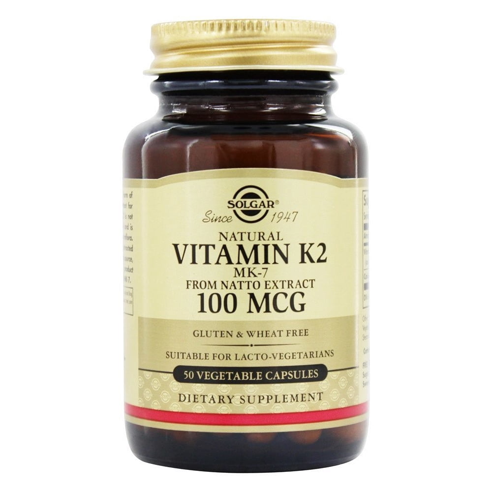 Solgar Natural Vitamin K2 MK7 From Natto Extract 100 mcg, 50 Vegetarian