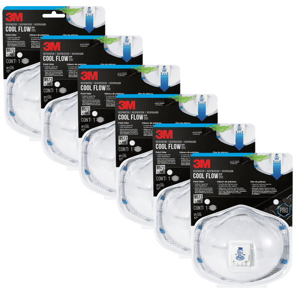 3M N95 Paint Odor Valved Respirator (8577): (White) [6-pack]