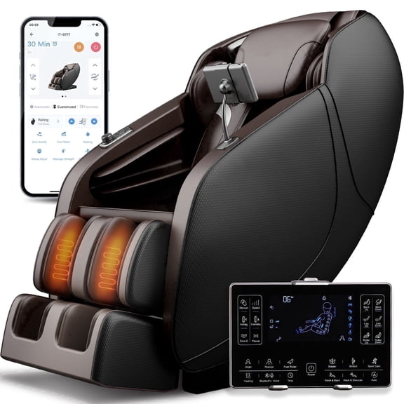 4D Massage Chair Full Body Zero Gravity Shiatsu Massage Chairs and Recliners with Heating,SL Track,Bluetooth,APP Controller(Brown)
